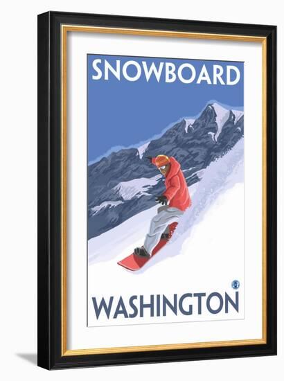 Snowboarding, Washington-Lantern Press-Framed Premium Giclee Print