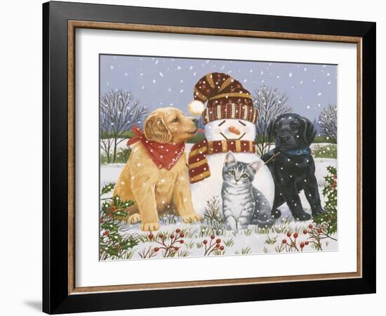 Snowboy with Little Friends-William Vanderdasson-Framed Giclee Print