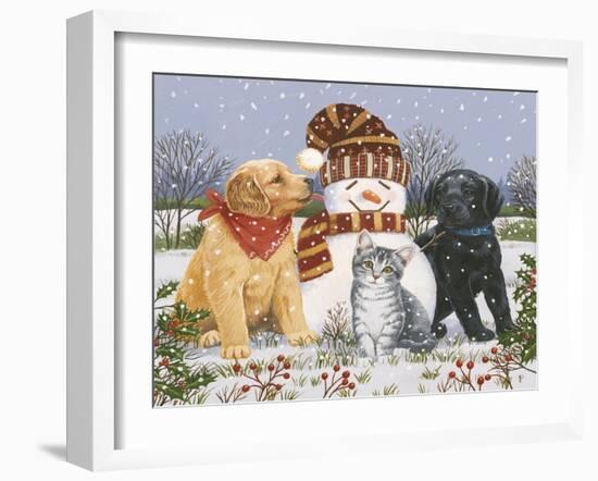 Snowboy with Little Friends-William Vanderdasson-Framed Giclee Print