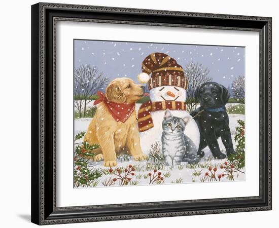 Snowboy with Little Friends-William Vanderdasson-Framed Giclee Print