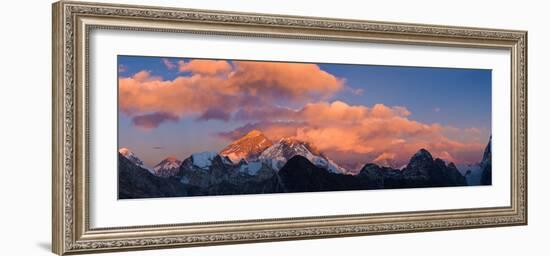 Snowcapped Mountain Peaks, Mt Everest, Lhotse, Dudh Kosi, Solukhumbu, Himalayas, Nepal-null-Framed Photographic Print