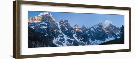Snowcapped mountain range, Valley of Ten Peaks, Banff National Park, Alberta, Canada-Panoramic Images-Framed Photographic Print