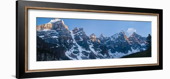 Snowcapped mountain range, Valley of Ten Peaks, Banff National Park, Alberta, Canada-Panoramic Images-Framed Photographic Print