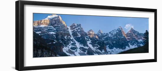 Snowcapped mountain range, Valley of Ten Peaks, Banff National Park, Alberta, Canada-Panoramic Images-Framed Photographic Print