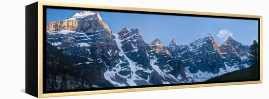 Snowcapped mountain range, Valley of Ten Peaks, Banff National Park, Alberta, Canada-Panoramic Images-Framed Premier Image Canvas