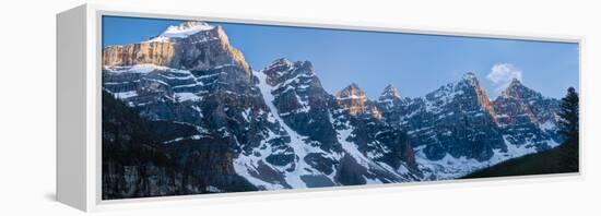 Snowcapped mountain range, Valley of Ten Peaks, Banff National Park, Alberta, Canada-Panoramic Images-Framed Premier Image Canvas