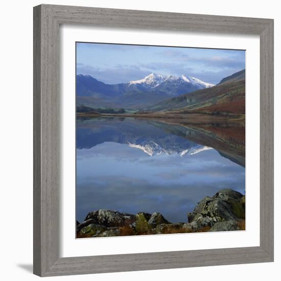 Snowcapped Peaks of the Snowdon Range, Seen from Capel Curig, Snowdonia, Gwynedd, North Wales, UK-Roy Rainford-Framed Photographic Print