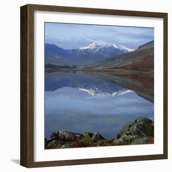 Snowcapped Peaks of the Snowdon Range, Seen from Capel Curig, Snowdonia, Gwynedd, North Wales, UK-Roy Rainford-Framed Photographic Print