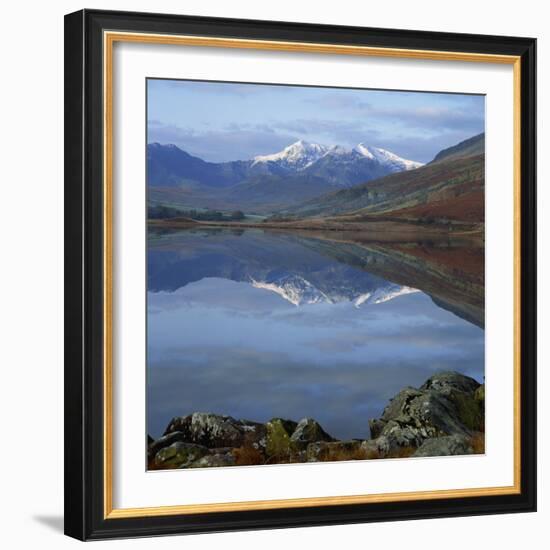 Snowcapped Peaks of the Snowdon Range, Seen from Capel Curig, Snowdonia, Gwynedd, North Wales, UK-Roy Rainford-Framed Photographic Print