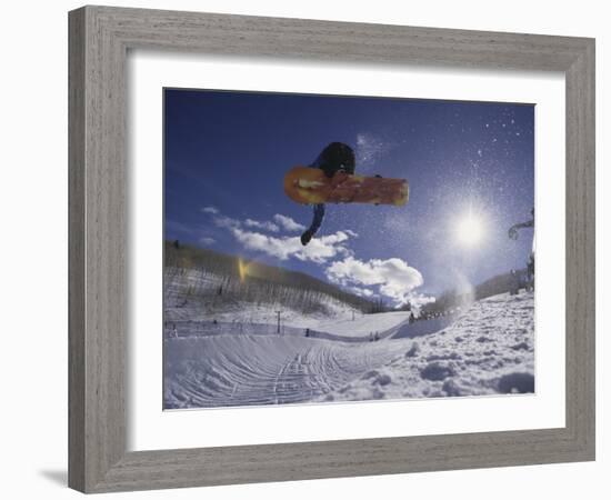 Snoweboarder in Action on the Vert, Aspen, Colorado, USA-null-Framed Photographic Print