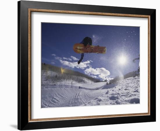 Snoweboarder in Action on the Vert, Aspen, Colorado, USA-null-Framed Photographic Print