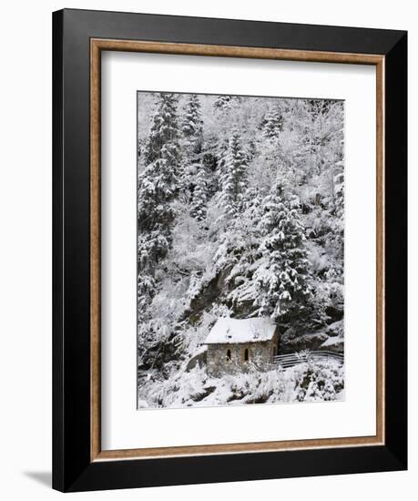 Snowed Covered Notre-Dame De La Gorge Chapel, Les Contamines, Haute-Savoie, France, Europe-null-Framed Premium Photographic Print