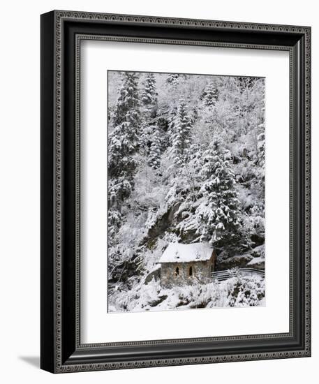 Snowed Covered Notre-Dame De La Gorge Chapel, Les Contamines, Haute-Savoie, France, Europe-null-Framed Premium Photographic Print