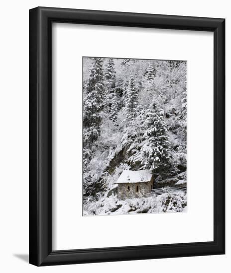 Snowed Covered Notre-Dame De La Gorge Chapel, Les Contamines, Haute-Savoie, France, Europe-null-Framed Photographic Print