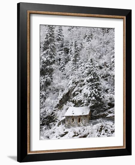 Snowed Covered Notre-Dame De La Gorge Chapel, Les Contamines, Haute-Savoie, France, Europe-null-Framed Photographic Print