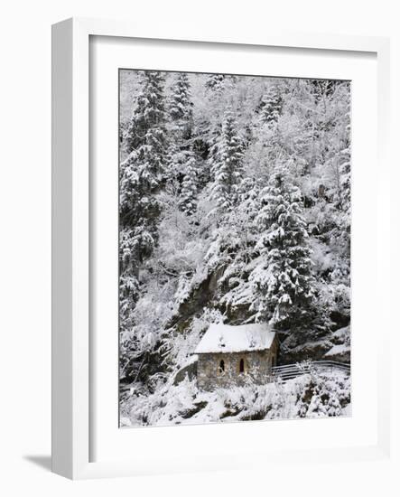 Snowed Covered Notre-Dame De La Gorge Chapel, Les Contamines, Haute-Savoie, France, Europe-null-Framed Photographic Print
