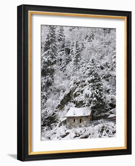 Snowed Covered Notre-Dame De La Gorge Chapel, Les Contamines, Haute-Savoie, France, Europe-null-Framed Photographic Print