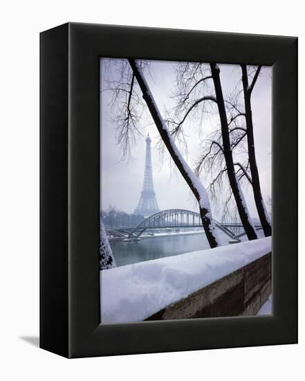 Snowfall in Paris: Passerelle Debilly and Eiffel Tower-Dmitri Kessel-Framed Premier Image Canvas