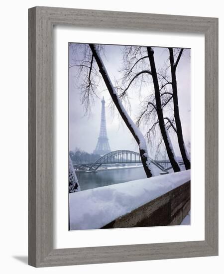 Snowfall in Paris: Passerelle Debilly and Eiffel Tower-Dmitri Kessel-Framed Photographic Print