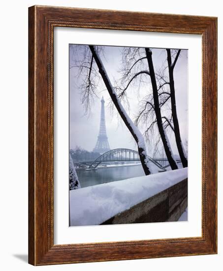 Snowfall in Paris: Passerelle Debilly and Eiffel Tower-Dmitri Kessel-Framed Photographic Print