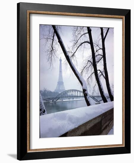 Snowfall in Paris: Passerelle Debilly and Eiffel Tower-Dmitri Kessel-Framed Photographic Print