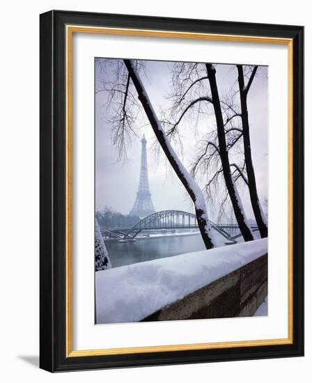 Snowfall in Paris: Passerelle Debilly and Eiffel Tower-Dmitri Kessel-Framed Photographic Print