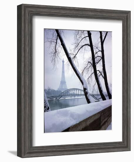 Snowfall in Paris: Passerelle Debilly and Eiffel Tower-Dmitri Kessel-Framed Photographic Print