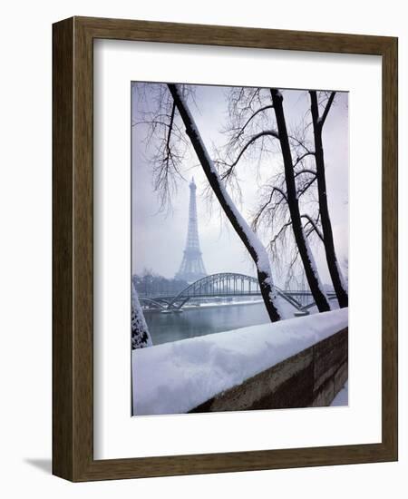 Snowfall in Paris: Passerelle Debilly and Eiffel Tower-Dmitri Kessel-Framed Photographic Print