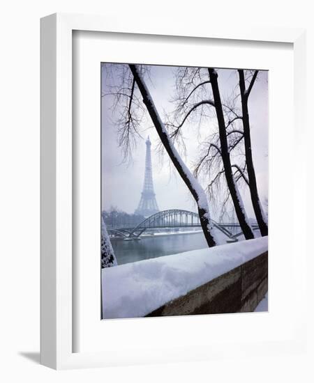 Snowfall in Paris: Passerelle Debilly and Eiffel Tower-Dmitri Kessel-Framed Photographic Print