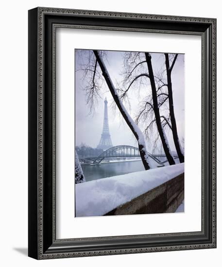 Snowfall in Paris: Passerelle Debilly and Eiffel Tower-Dmitri Kessel-Framed Photographic Print