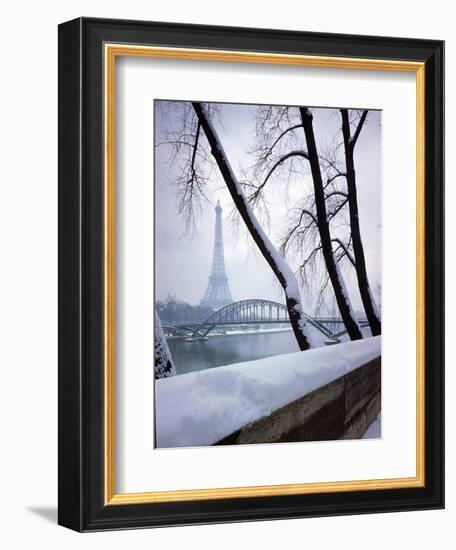 Snowfall in Paris: Passerelle Debilly and Eiffel Tower-Dmitri Kessel-Framed Photographic Print