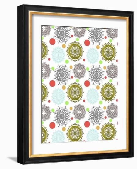 Snowflakes & Polka Dots White-Cyndi Lou-Framed Giclee Print