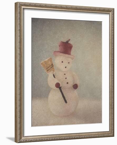 Snowman and Broom by Jennifer Kennard-Jennifer Kennard-Framed Photographic Print