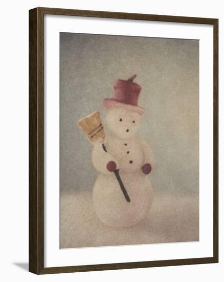 Snowman and Broom by Jennifer Kennard-Jennifer Kennard-Framed Photographic Print