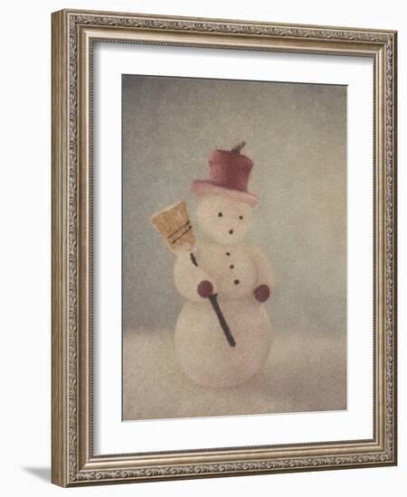 Snowman and Broom by Jennifer Kennard-Jennifer Kennard-Framed Photographic Print