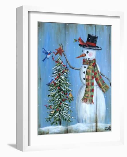 Snowman and Christmas Tree-Marilyn Dunlap-Framed Art Print