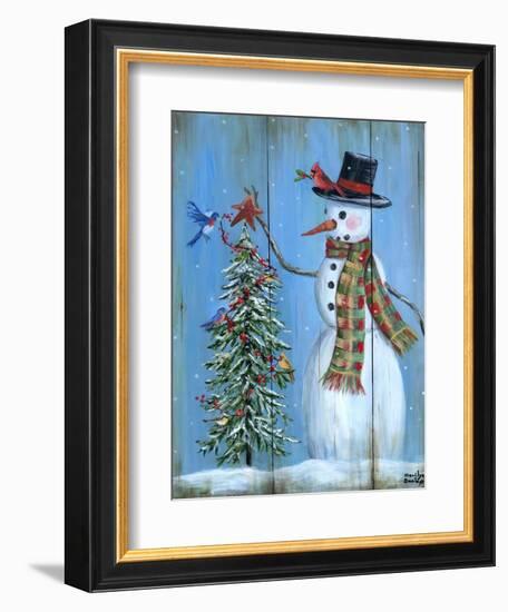 Snowman and Christmas Tree-Marilyn Dunlap-Framed Art Print