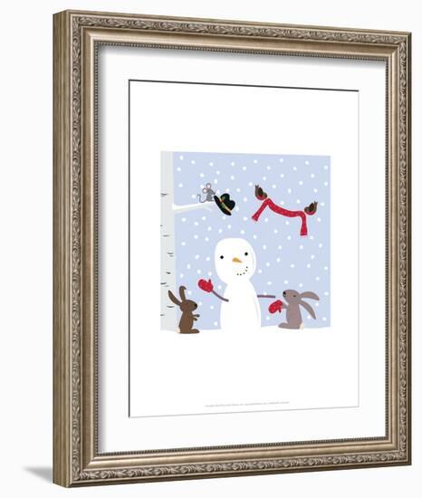 Snowman and Friends - Wink Designs Contemporary Print-Michelle Lancaster-Framed Art Print
