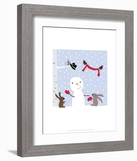 Snowman and Friends - Wink Designs Contemporary Print-Michelle Lancaster-Framed Art Print