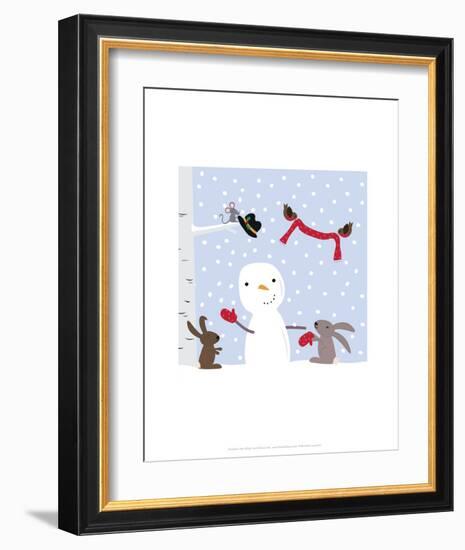 Snowman and Friends - Wink Designs Contemporary Print-Michelle Lancaster-Framed Art Print