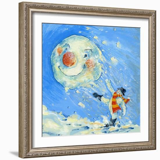 Snowman and Snowball-David Cooke-Framed Giclee Print