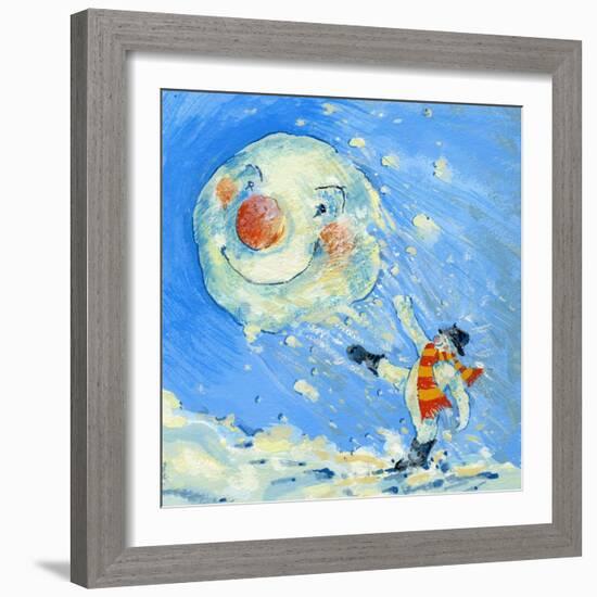 Snowman and Snowball-David Cooke-Framed Giclee Print