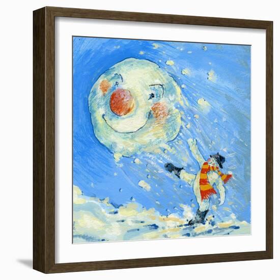 Snowman and Snowball-David Cooke-Framed Giclee Print