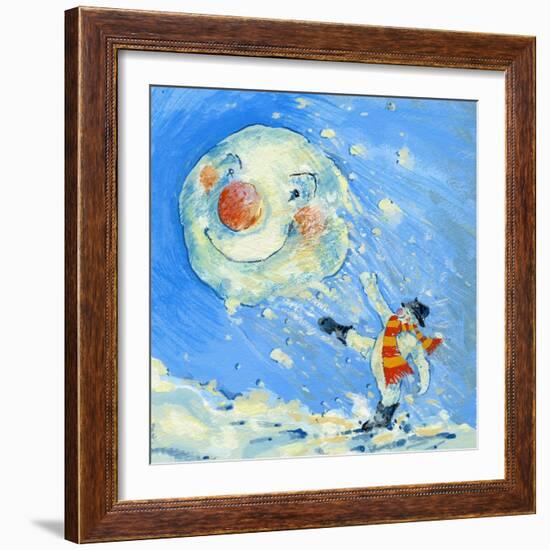 Snowman and Snowball-David Cooke-Framed Giclee Print