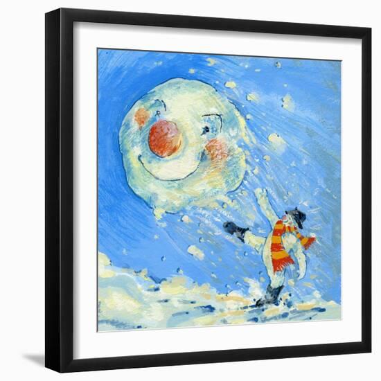 Snowman and Snowball-David Cooke-Framed Giclee Print