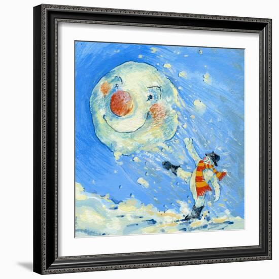 Snowman and Snowball-David Cooke-Framed Giclee Print