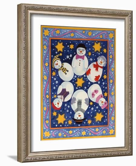 Snowman and Stars-Linda Benton-Framed Giclee Print