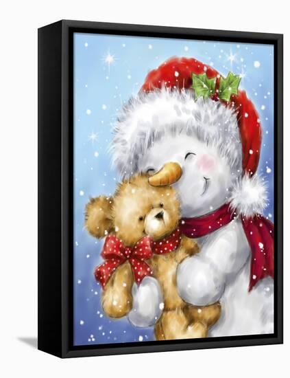 Snowman And Teddy-MAKIKO-Framed Premier Image Canvas