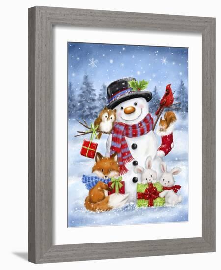 Snowman and Wood's Friends-MAKIKO-Framed Giclee Print