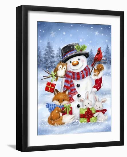 Snowman and Wood's Friends-MAKIKO-Framed Giclee Print